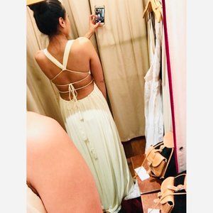 Tie Back Maxi Dress Embroidered Front Detail NWT